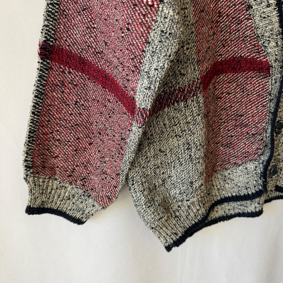 VINTAGE MENS TONY LAMBERT CARDIGAN SWEATER 80- 90’S PLAID CHECKED GRANDPA CORE S - Picture 7 of 9
